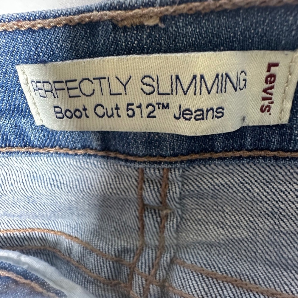Levis 512 Perfectly Slimming Trouser Jeans Bootcut Flap Pocket Blue Size 16M - Picture 11 of 13